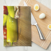 Bell Pepper Onion en Knoflook Kitchen Towel Theedoek (Quarter Fold)