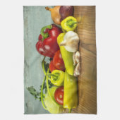 Bell Pepper Onion en Knoflook Kitchen Towel Theedoek (Verticaal)