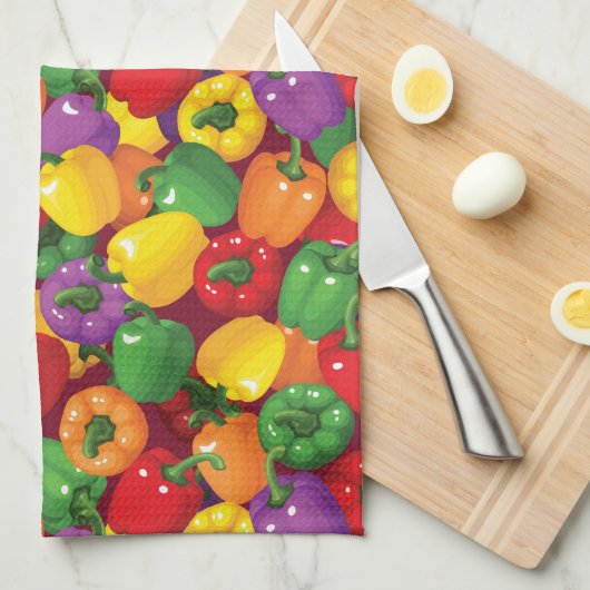 Bell Pepper Patroon Theedoek (Quarter Fold)