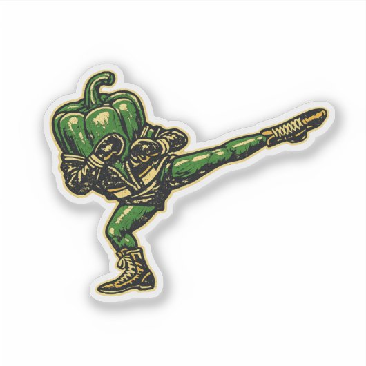 Bell Pepper Savate — Vintage Retro Franse Vechters Sticker (Voorkant)