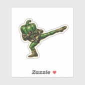 Bell Pepper Savate — Vintage Retro Franse Vechters Sticker (Vel)