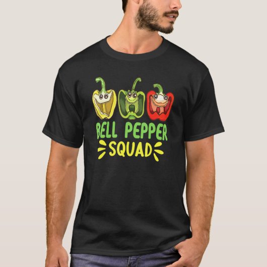 Bell Pepper Squad Lachende Paprika Tuinier T-shirt (Voorkant)