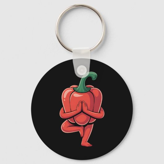 Bell Pepper Yoga  Sleutelhanger (Voorkant)