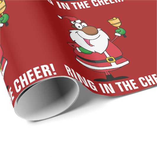 Bell Ringing Black Santa Claus Cadeaupapier (Rol Hoek)