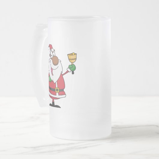 Bell Ringing Black Santa Claus Matglas Bierpul (Voorkant links)
