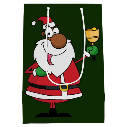 Bell Ringing Black Santa Claus Medium Cadeauzakje (Achterkant)