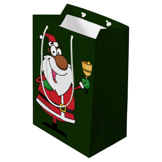 Bell Ringing Black Santa Claus Medium Cadeauzakje (Achterkant Gekanteld)