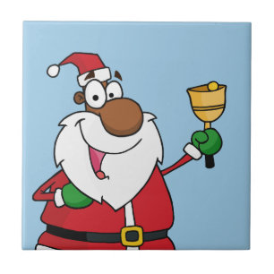 Bell Ringing Black Santa Claus Tegeltje