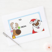 Bell Ringing Black Santa Gift Label Sticker (Envelop)
