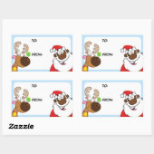 Bell Ringing Black Santa Gift Label Sticker (Vel)