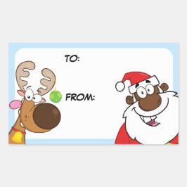 Bell Ringing Black Santa Gift Label Sticker