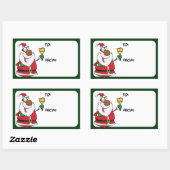 Bell Ringing Black Santa Gift Label Sticker (Vel)