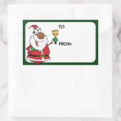 Bell Ringing Black Santa Gift Label Sticker (Tas)