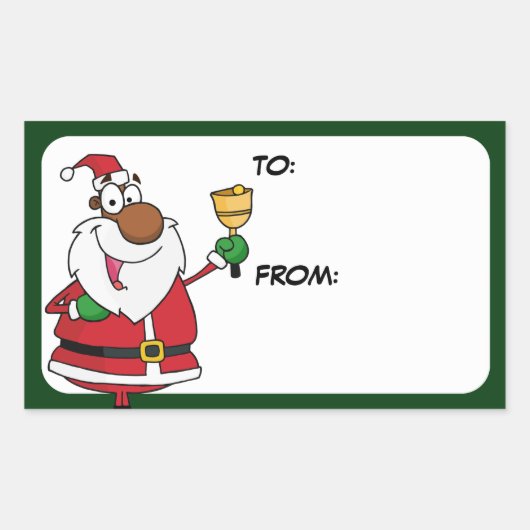 Bell Ringing Black Santa Gift Label Sticker (Voorkant)