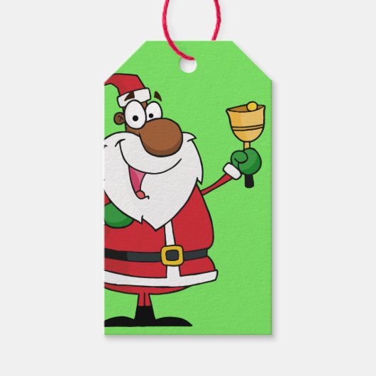 Bell Ringing Black Santa Paper CadeauLabel (Voorkant)