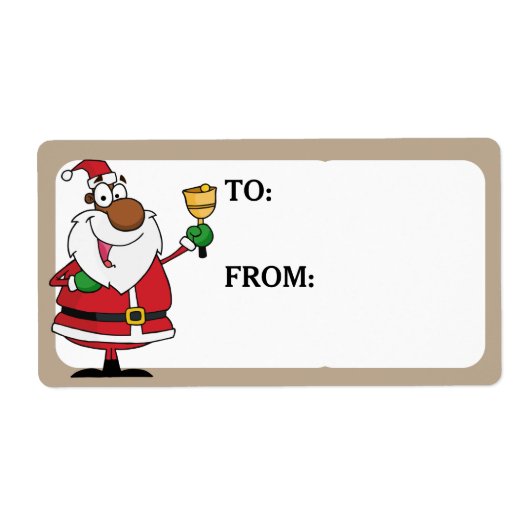 Bell Ringing Black Santa Printen Cadeaulabel Etiket (Voorkant)