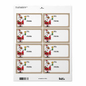 Bell Ringing Black Santa Printen Cadeaulabel Etiket (Full Sheet)