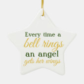 Bell Rings, An Angel krijgt haar goudveren. Keramisch Ornament (Achterkant)