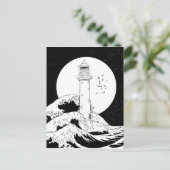 Bell Rock vuurtoren zwart-wit Briefkaart (Staand voorkant)