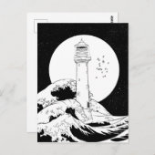 Bell Rock vuurtoren zwart-wit Briefkaart (Voorkant / Achterkant)