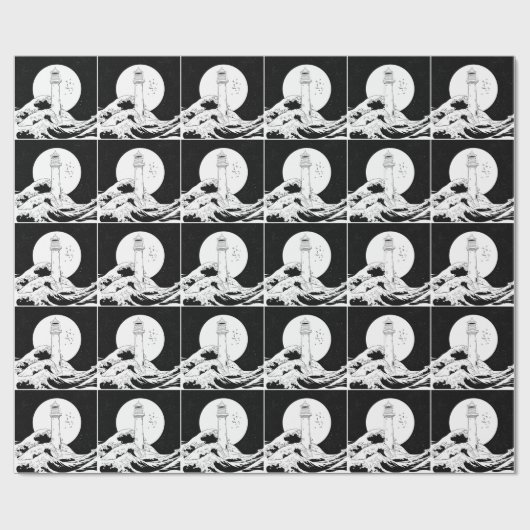 Bell Rock vuurtoren zwart-wit Cadeaupapier (Vlak)