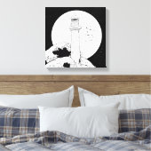 Bell Rock vuurtoren zwart-wit Canvas Afdruk (Insitu (Slaapkamer))