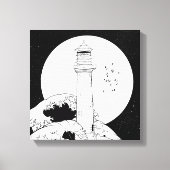 Bell Rock vuurtoren zwart-wit Canvas Afdruk (Voorkant)