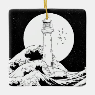 Bell Rock vuurtoren zwart-wit Keramisch Ornament