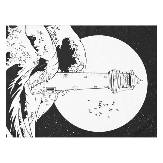 Bell Rock vuurtoren zwart-wit Tafelkleed (Voorkant (Horizontaal))