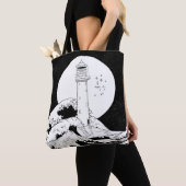 Bell Rock vuurtoren zwart-wit Tote Bag (Dichtbij)