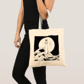 Bell Rock vuurtoren zwart-wit Tote Bag (Voorkant (product))