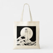 Bell Rock vuurtoren zwart-wit Tote Bag (Achterkant)