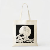 Bell Rock vuurtoren zwart-wit Tote Bag (Voorkant)