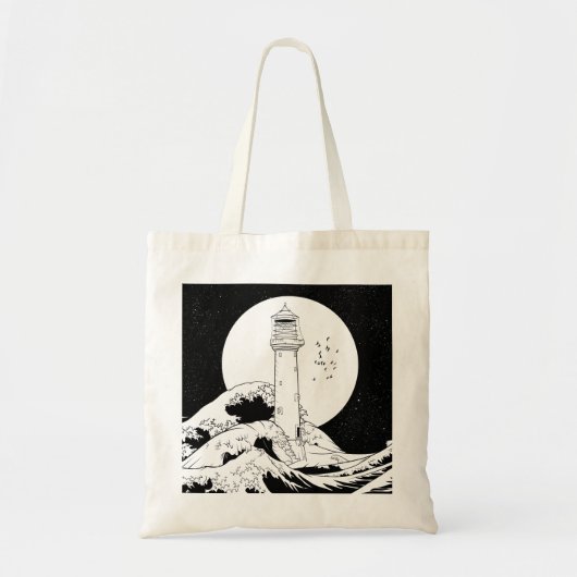 Bell Rock vuurtoren zwart-wit Tote Bag (Voorkant)