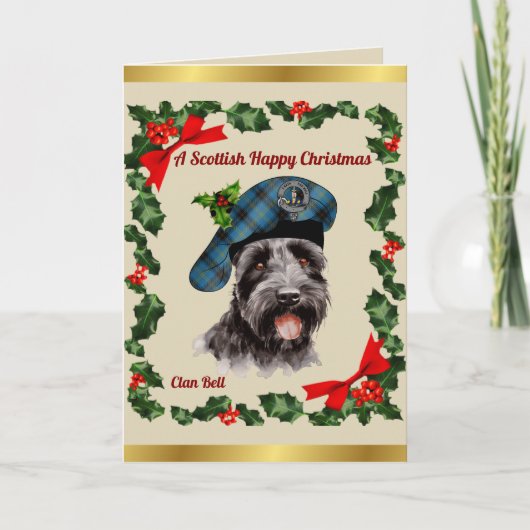 Bell Scottie hond gepersonaliseerde Xmas Kaart (Voorkant)