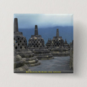 Bell-structuren, Borobudur, Java, Indonesië Vierkante Button 5,1 Cm