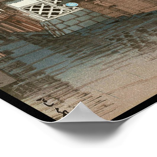 Bell Tower in Okayama Hasui Kawase shin hanga Poster (Hoek)