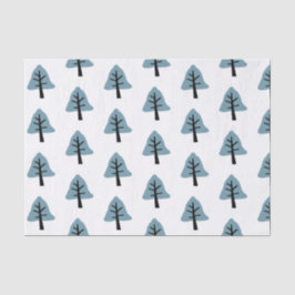 Bell Tree Pattern Simple Pastel Blue Holiday Tissuepapier