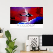 Bell UH-1 Iroquois Huey Lightning Strike Surreal Poster (Thuiskantoor)