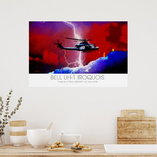 Bell UH-1 Iroquois Huey Lightning Strike Surreal Poster (Keuken)