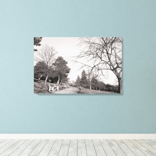 Bell Vue Park, Newport, Mon (dec 1977) Canvas Afdruk (Insitu (Houten vloer))