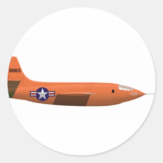 Bell X-1 Rocket plane Ronde Sticker (Voorkant)