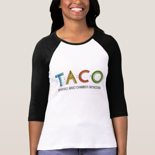 Bella 3/4 Sleeve TACO T-Shirt, wit/zwart T-shirt (Voorkant)