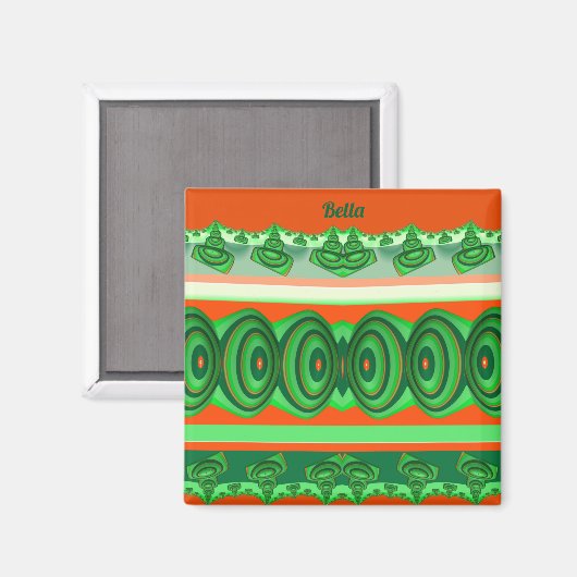 BELLA ~ 3D Fractal Design Red white ~ Magneet (Voorkant / Achterkant)