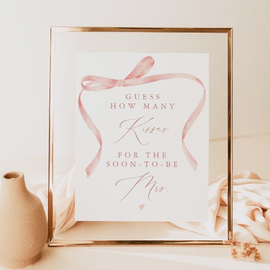 BELLA Blush Bow Tying the Knot Kisses voor Mrs Poster