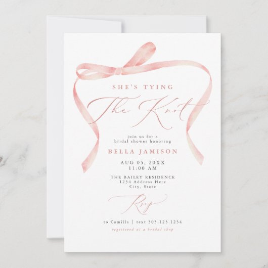 BELLA Blush Bow Ze is de knoop Vrijgezellenfeest b Kaart (Voorkant)