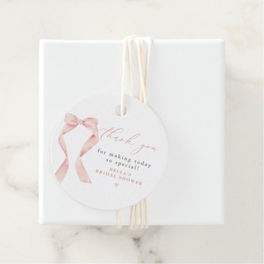 BELLA Blush Bow Ze is Tying the Knot Dank je Bedankjes Labels (In situ)