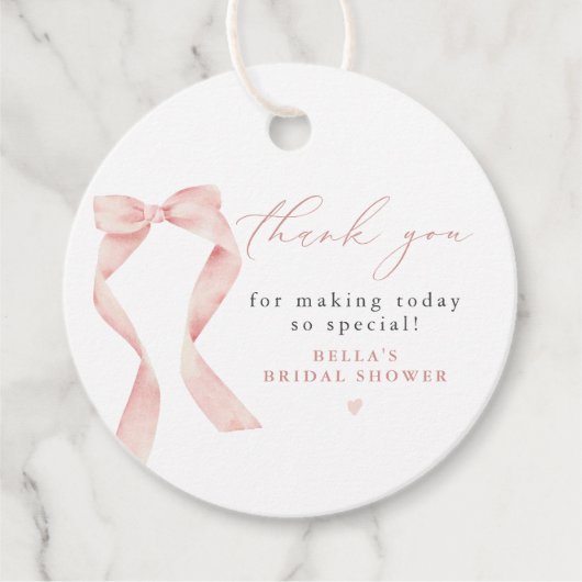 BELLA Blush Bow Ze is Tying the Knot Dank je Bedankjes Labels (Voorkant)