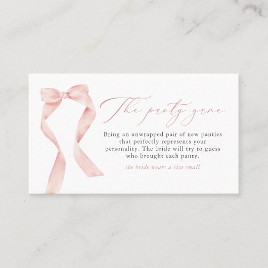 BELLA Blush Bow Ze is Tying the Knot Panty Game Visitekaartje (Voorkant)