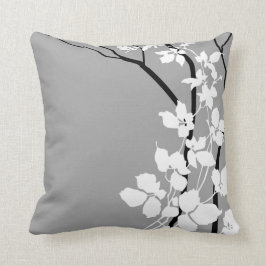 Bella Cherry Blossom | grijs zwart wit Kussen